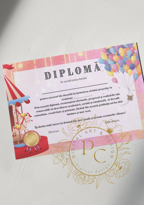 Diplomă grădiniță model carusel